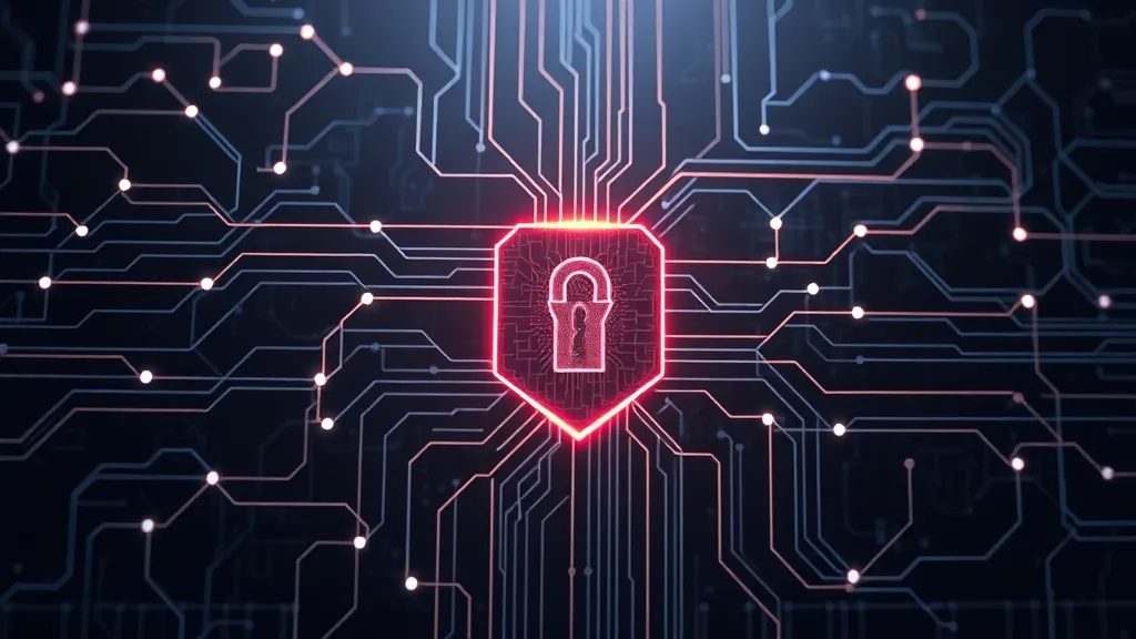 Abstract technical blueprint of a neural network security fi